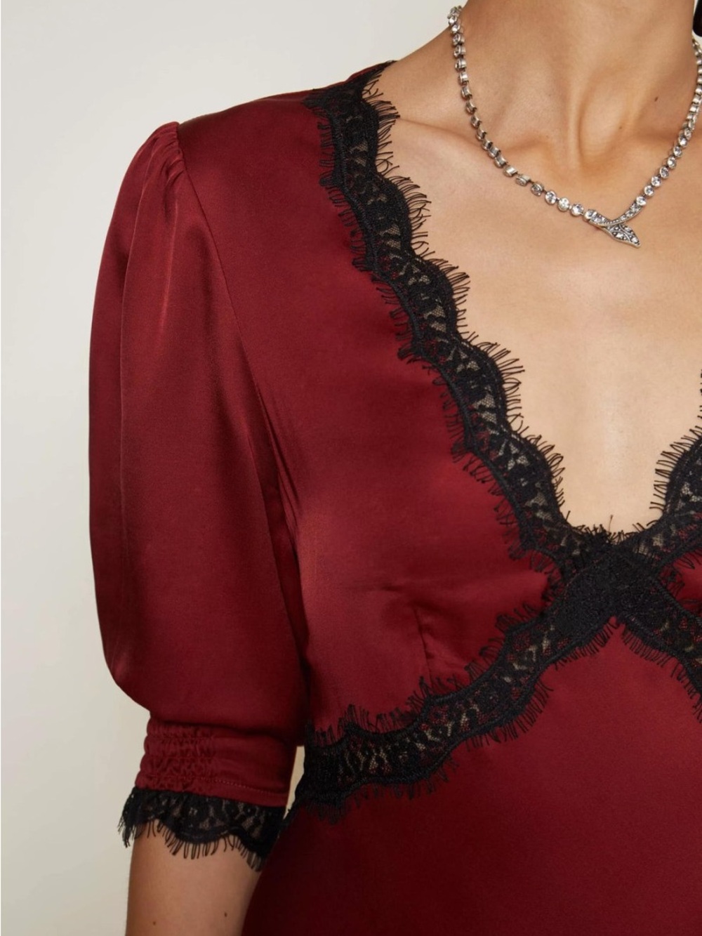 RIXO Gabrielle Satin Maxi Dress Crimson Red - Picture 3 of 7